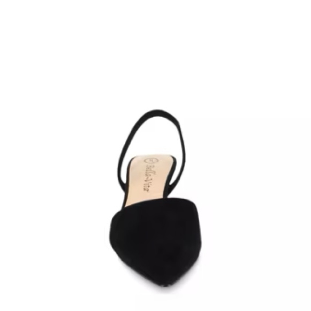 Bella vita black real suede Sarah slingback trending pumps kitten heel nib 7.5 W